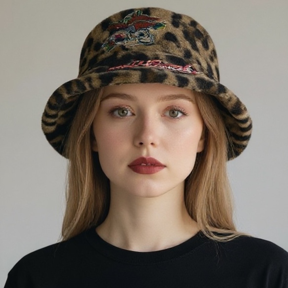 NWT‎ Ed Hardy Leopard Print Bucket Hat